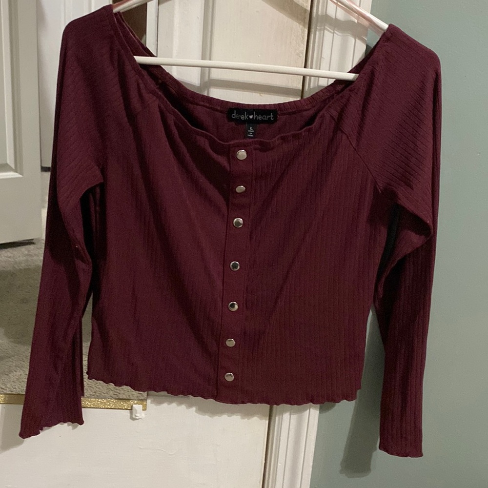Dark purple off the shoulder top